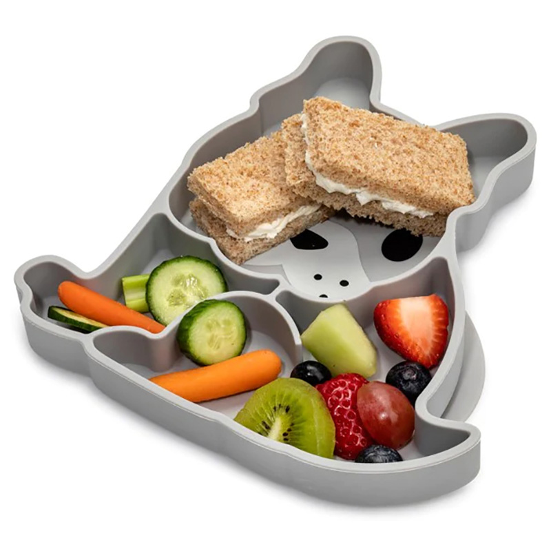 Melii Divided Silicone Suction Plate - Grey Bulldog