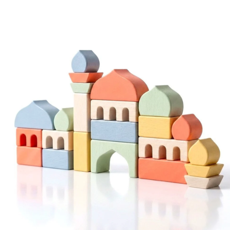 Deensquare - Masjid Blocks Wooden Building Set - Multicolor - 19 Pc Set