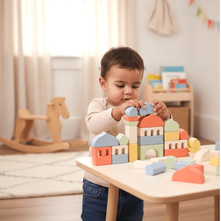 Deensquare - Masjid Blocks Wooden Building Set - Multicolor - 19 Pc Set