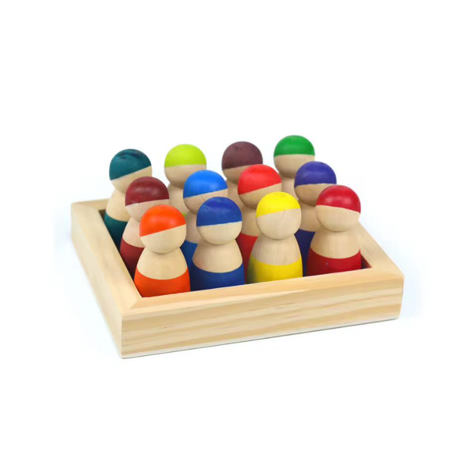 Woody Buddy - Classic Wooden Peg Dolls - 12 Pc Set