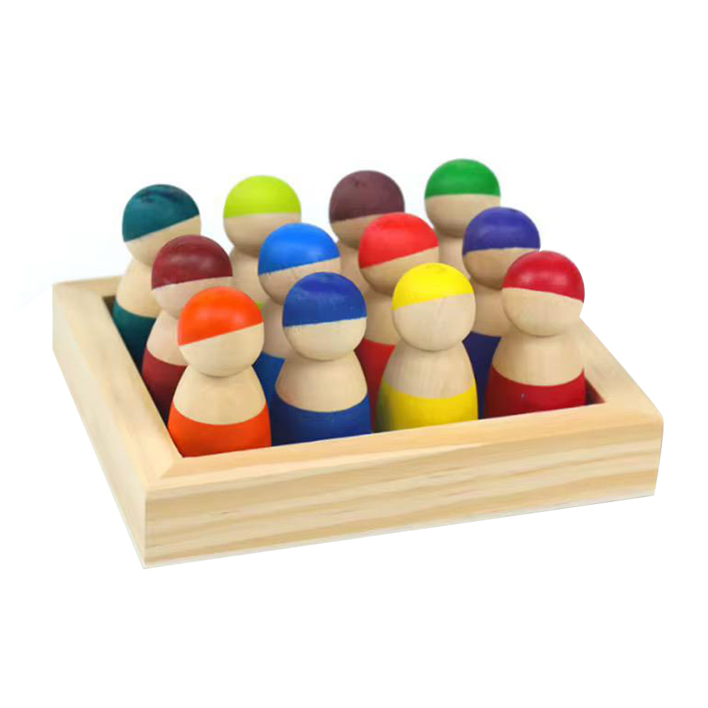 Woody Buddy - Classic Wooden Peg Dolls - 12 Pc Set