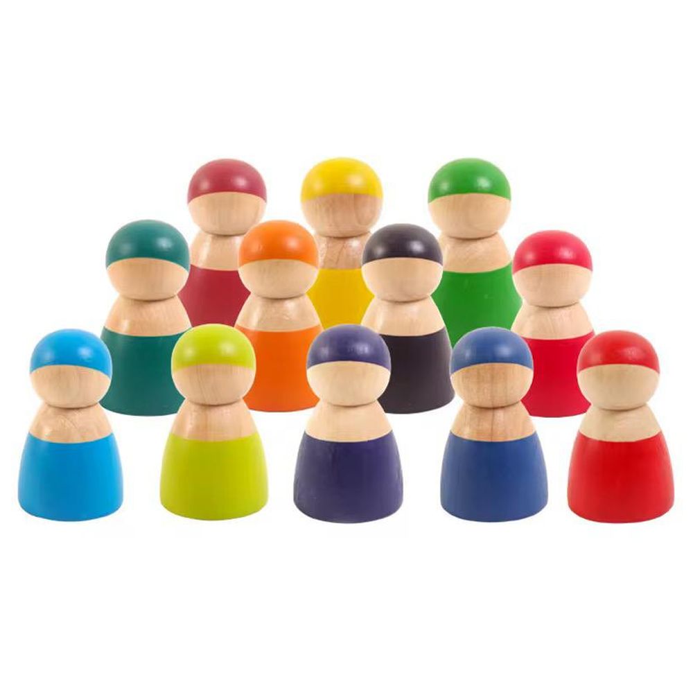 Woody Buddy - Classic Wooden Peg Dolls - 12 Pc Set