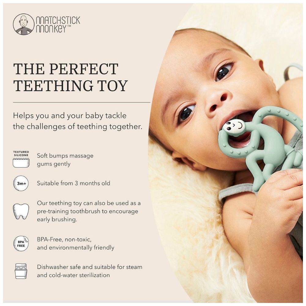 Matchstick Monkey - Mini Monkey Teether - Mint Green