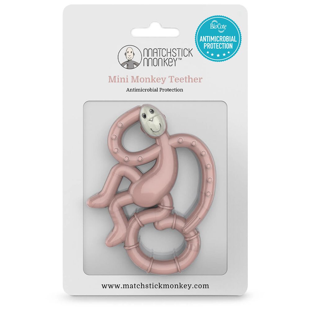 Matchstick Monkey - Mini Monkey Teether - Dusty Pink