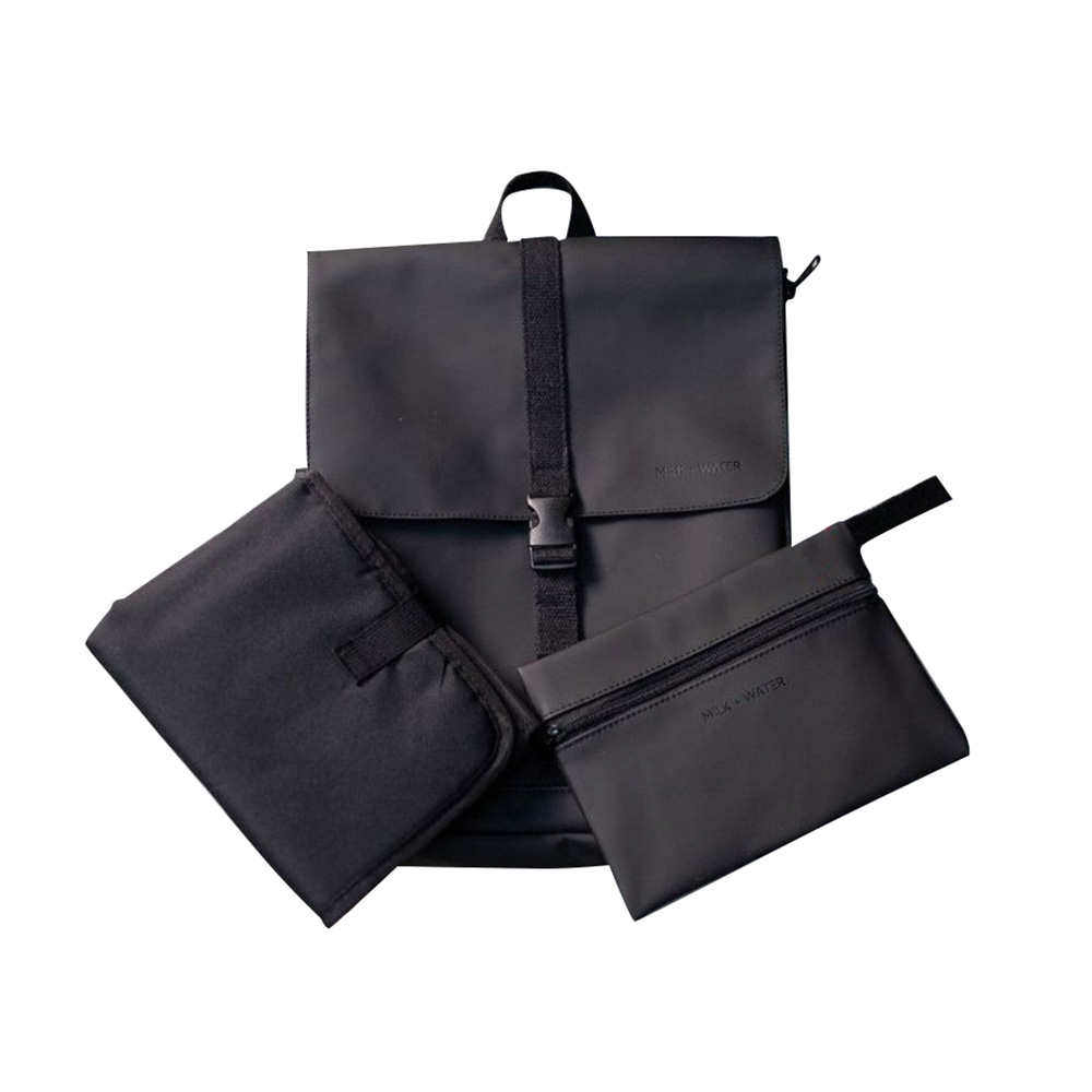 Milk + Water - Billie Diaper Backpack With Zip Pouch And Changing Mat - Off Black