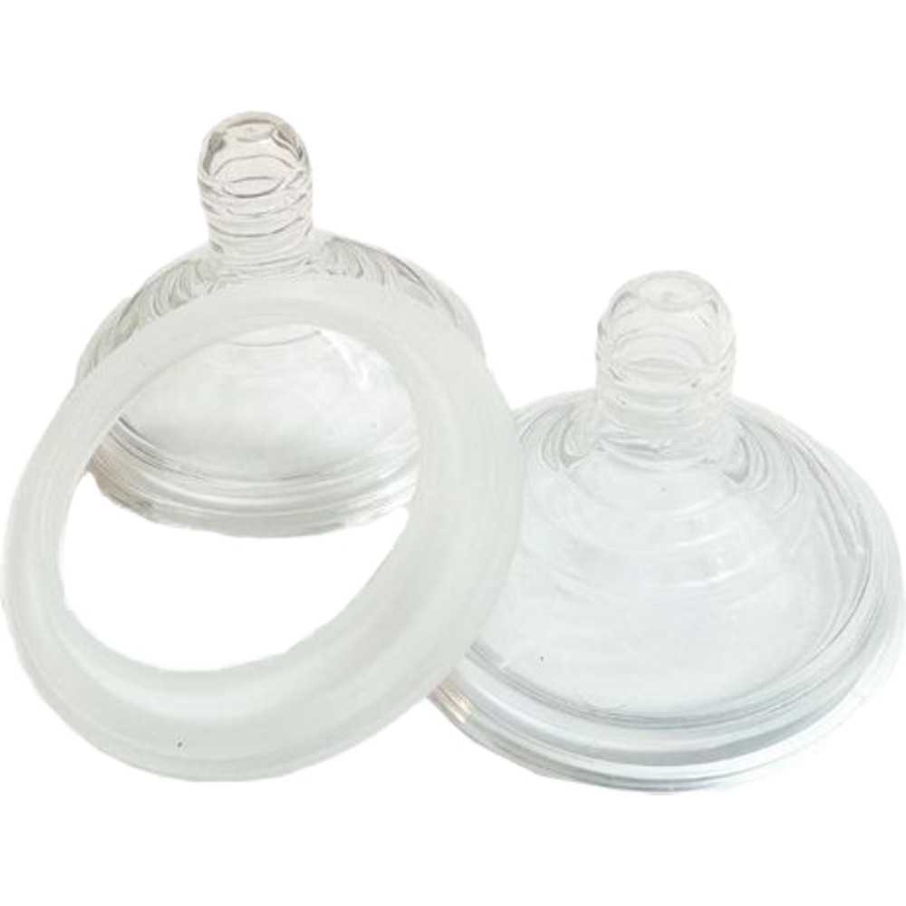 Milk + Water - Slow Flow Soft Silicone Anti-Colic TT Style Nipples With Adaptor - 3 Pc Set