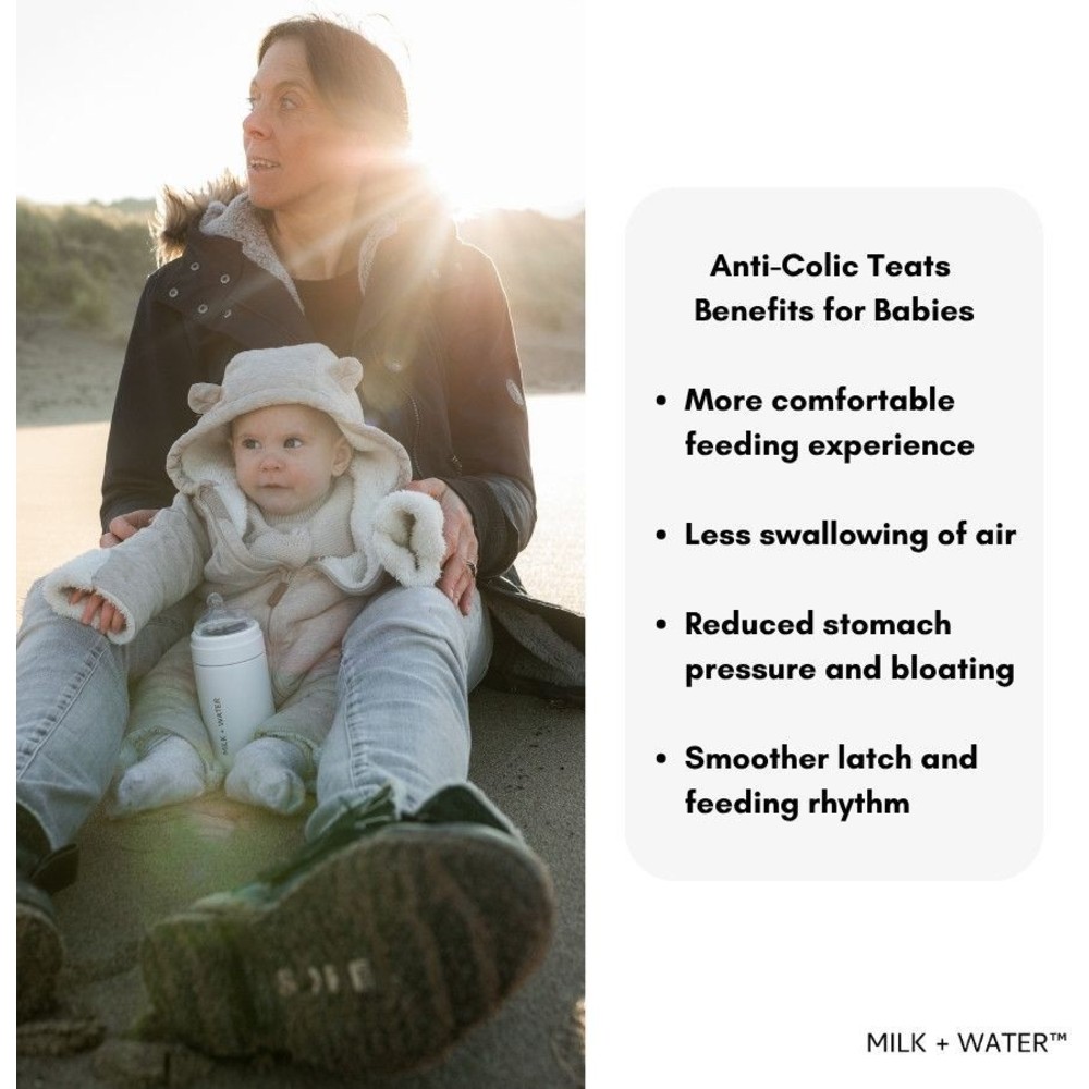 Milk + Water - Fast Flow Soft Silicone Anti-Colic TT Style Nipples With Adaptor - 3 Pc Set