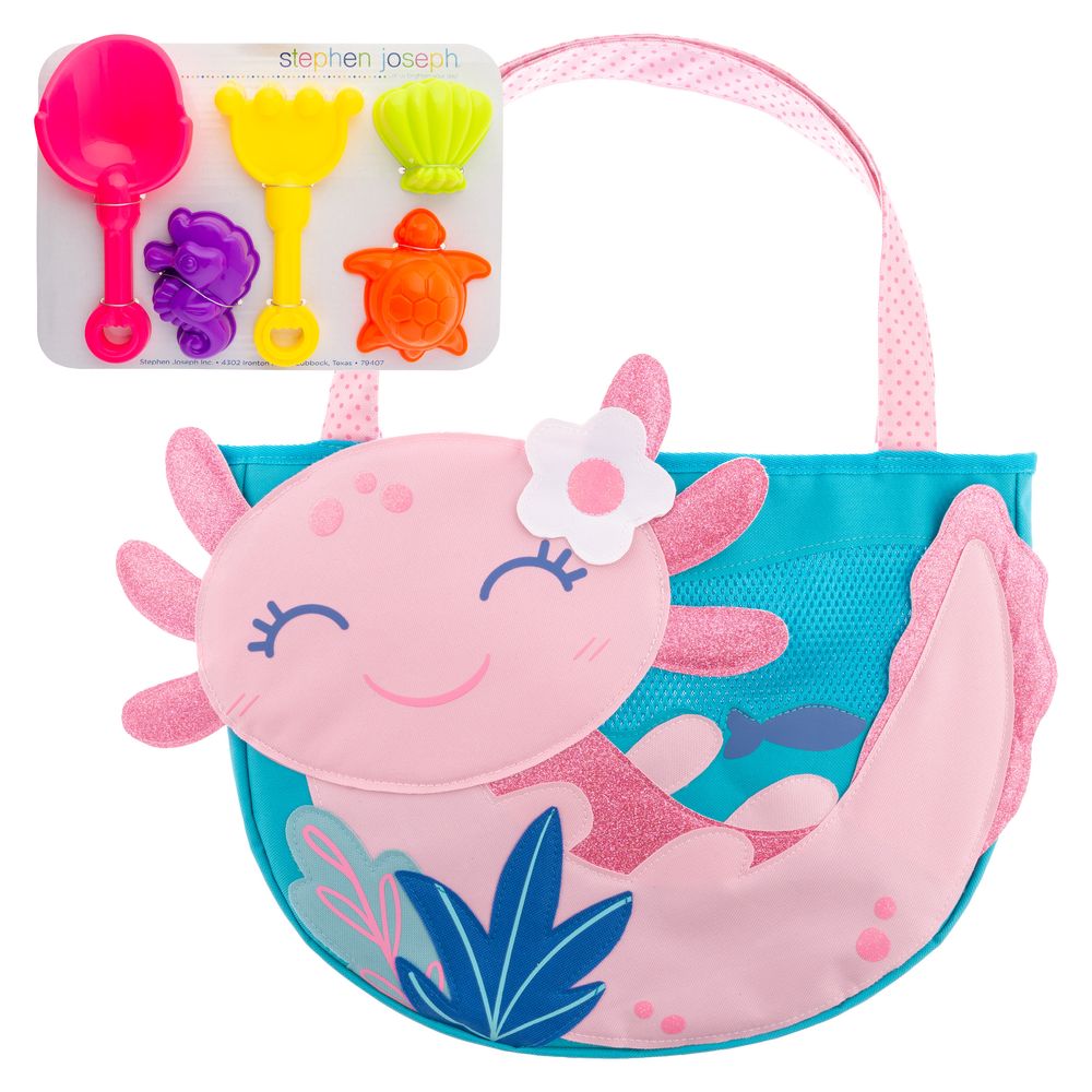Stephen Joseph - Beach Tote with Sand Toy Play Set - Axolotl