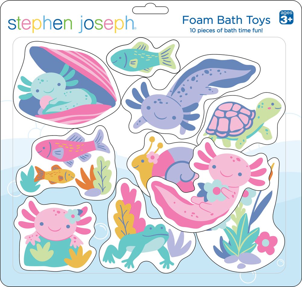 Stephen Joseph - Foam Bath Toy - 10pc Set - Axolotl