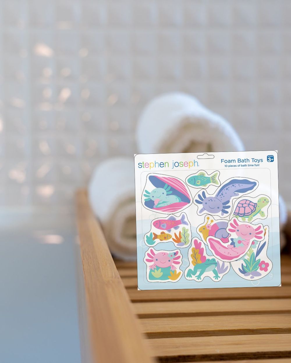 Stephen Joseph - Foam Bath Toy - 10pc Set - Axolotl