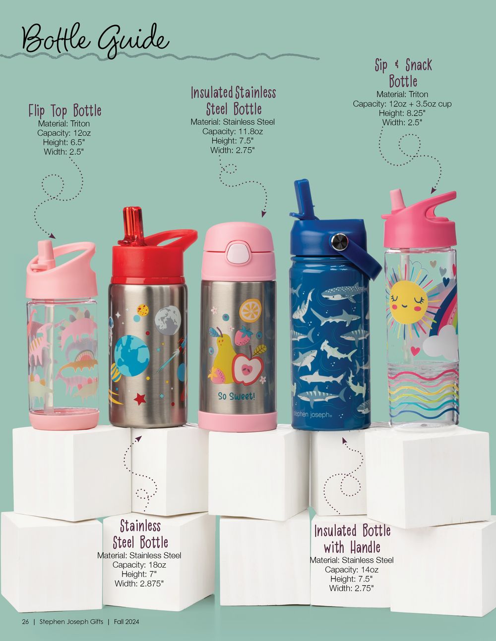 Stephen Joseph - Sip And Snack Bottle - Butterfly - 454ml