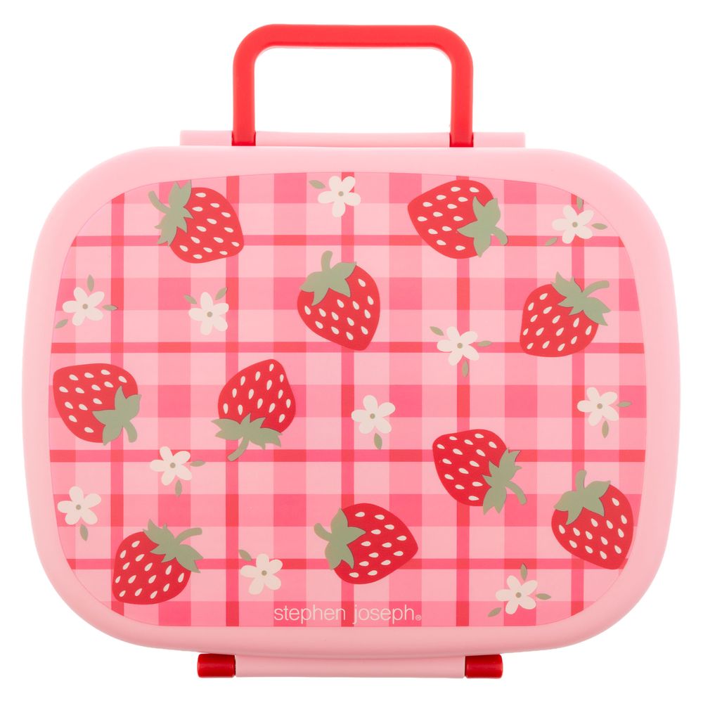 Stephen Joseph - 5 Compartment Strawberry Bento Box With Removable Tray - Red