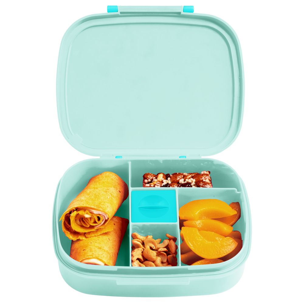Stephen Joseph - 5 Compartment Flower Bento Box With Removable Tray - Light Blue
