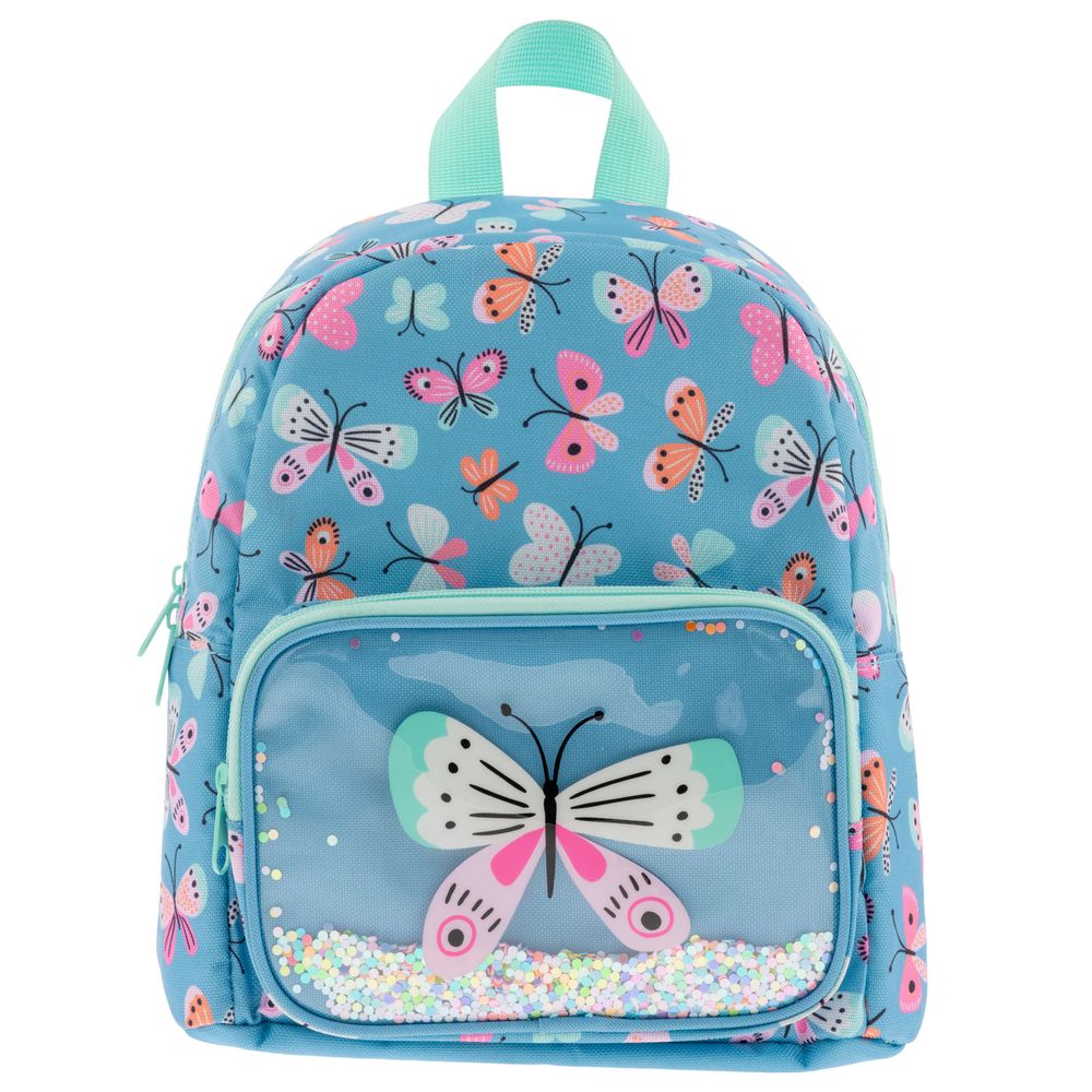Stephen Joseph - Butterfly Mini Glitter Backpack - Light Blue - 10-inch