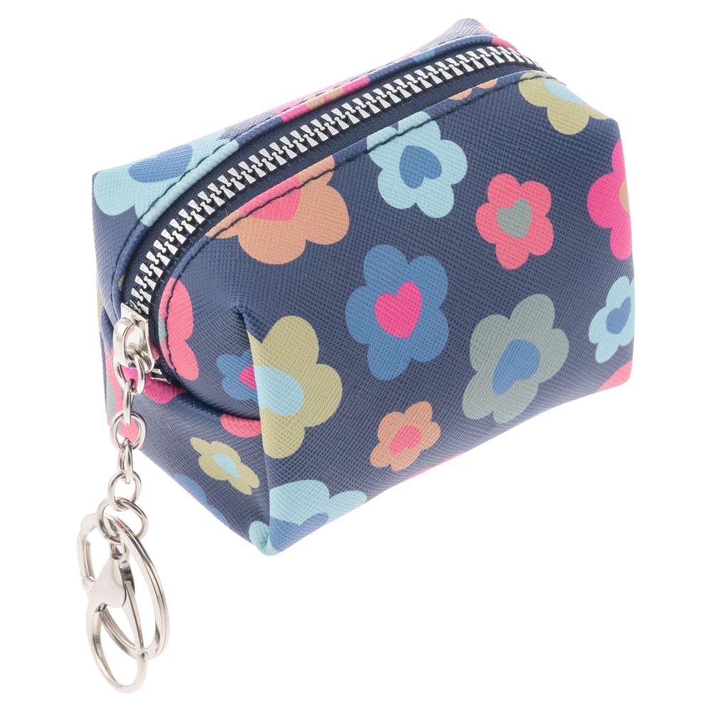 Stephen Joseph - Flower Bag Charm Zipper Pouch - Dark Blue