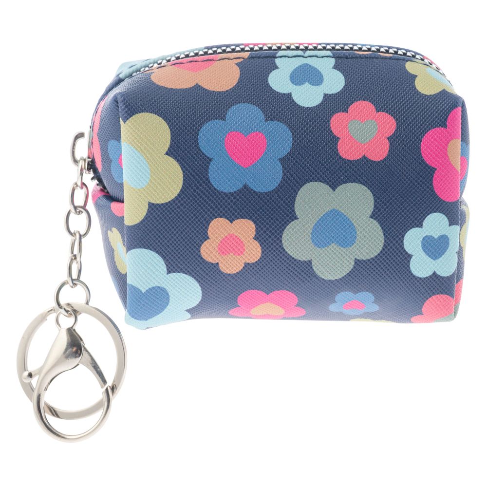 Stephen Joseph - Flower Bag Charm Zipper Pouch - Dark Blue