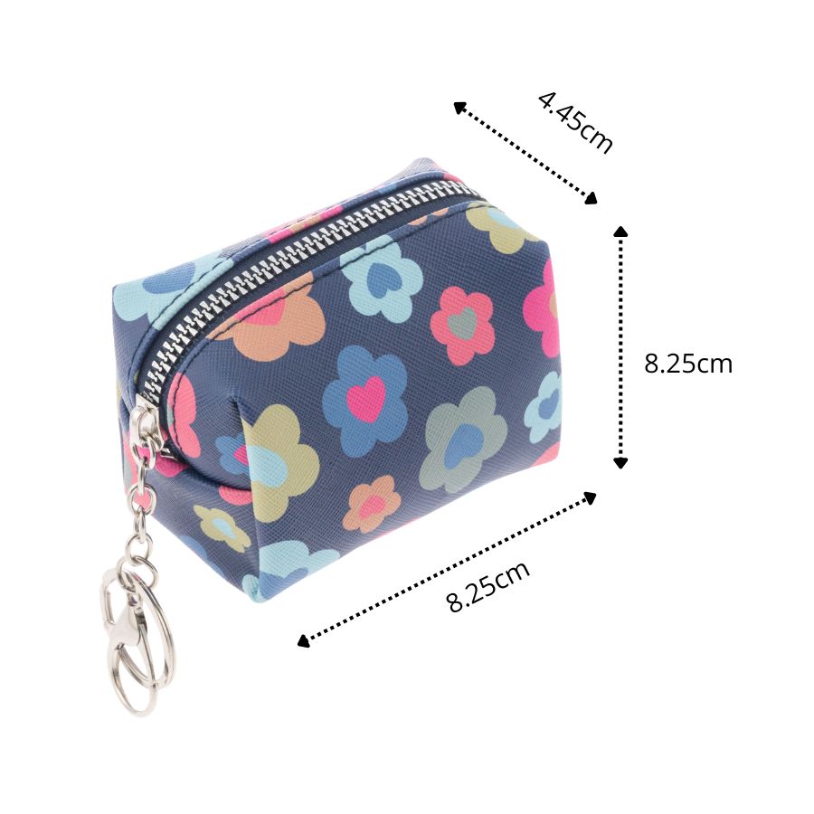 Stephen Joseph - Flower Bag Charm Zipper Pouch - Dark Blue