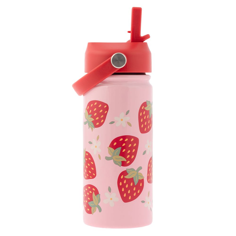 Stephen Joseph - Strawberry Insulated Stainless Steel Water Bottle - Red - 414 ml