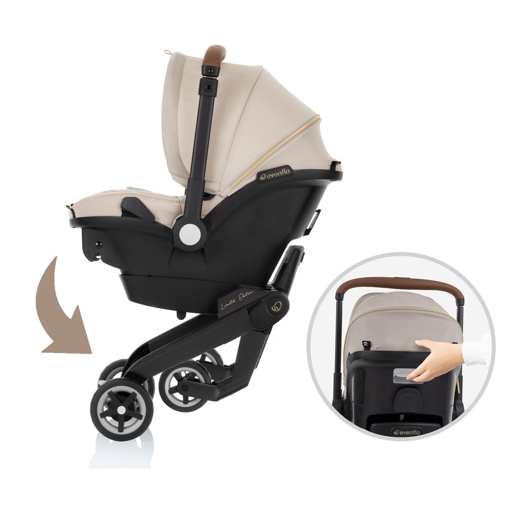 Evenflo - Shyft Dualride Infant Car Seat Stroller Combo - Champagne Beige