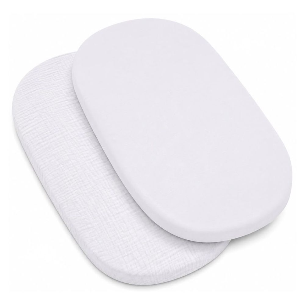 Jikel - Organic Cotton Fitted Sheets - White - 2 Pc Set