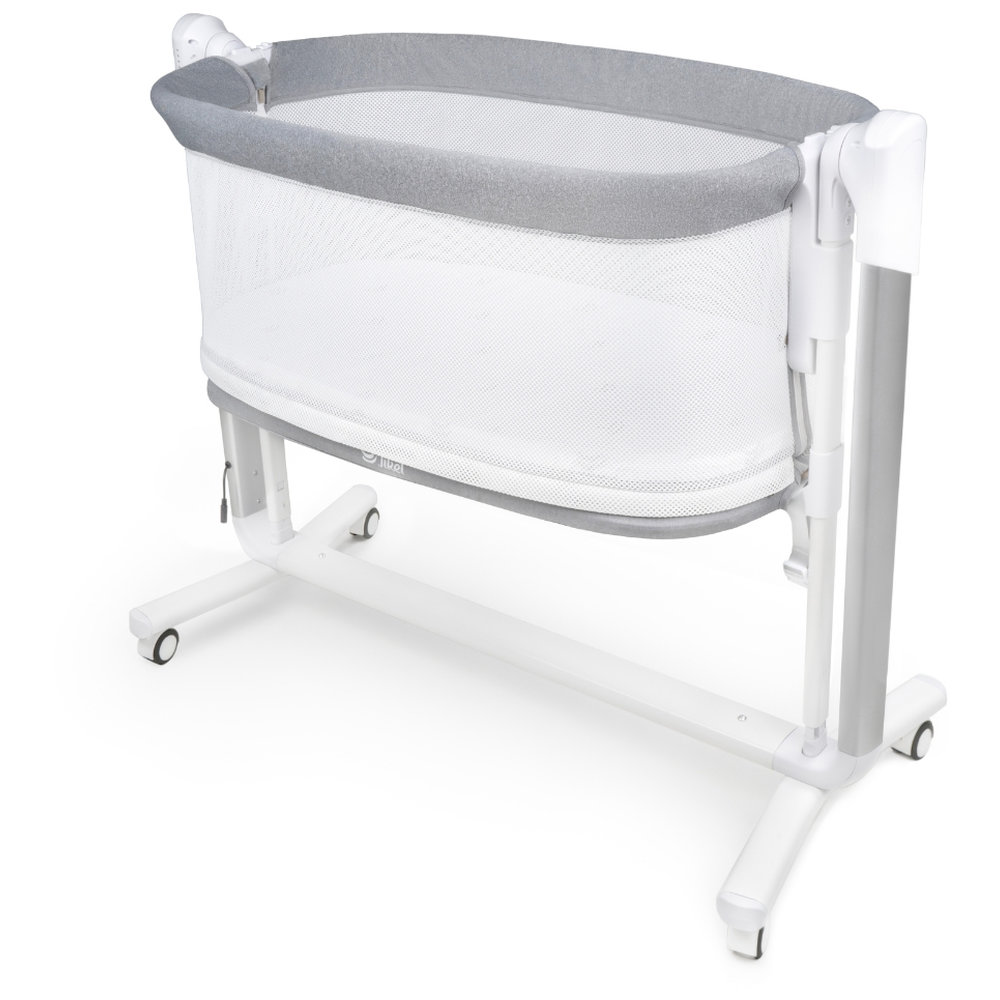 Jikel - Pony 2-in-1 Co-Sleeper Crib & Swing - Grey With Cotton Fitted Sheet - 2 Pc Set