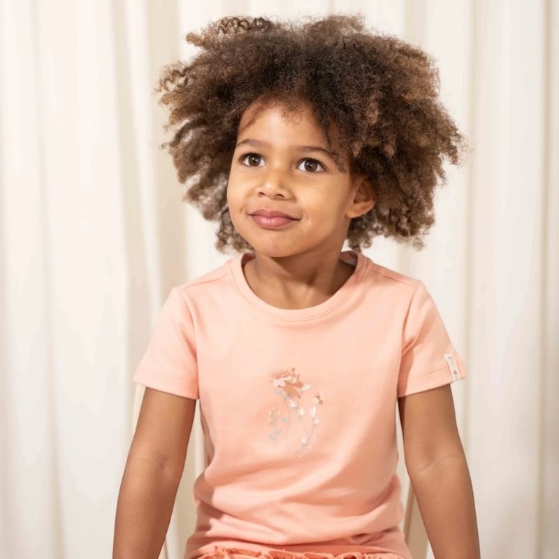 Little Dutch Short Sleeve T Shirt Flower - Pink