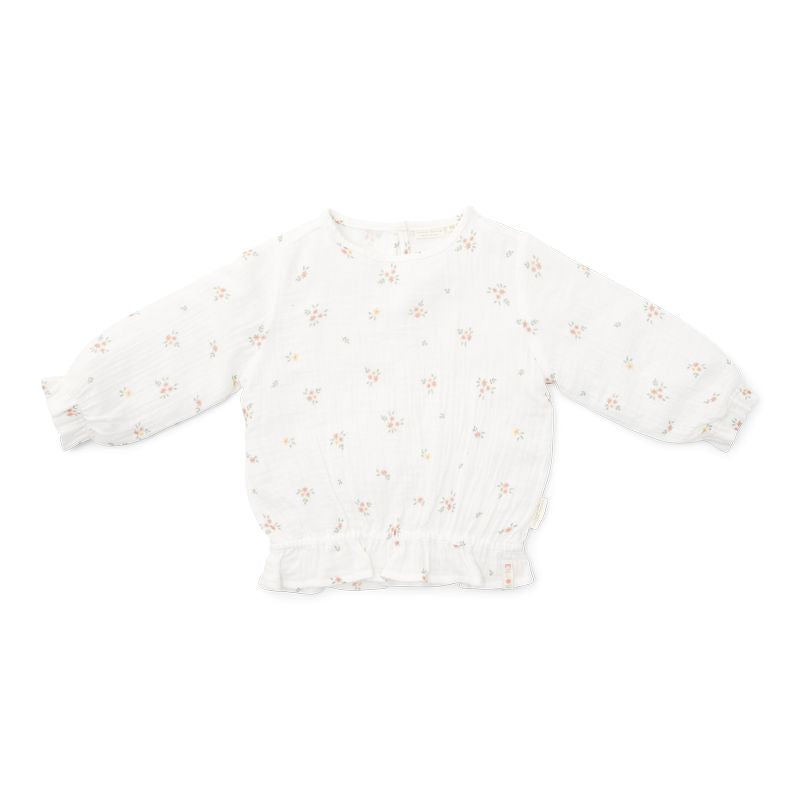Little Dutch Long Sleeve Muslin Blouse Meadows - White