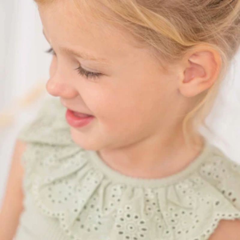 Little Dutch Sleeveless Ruffle Ribbed Top Grass - Green