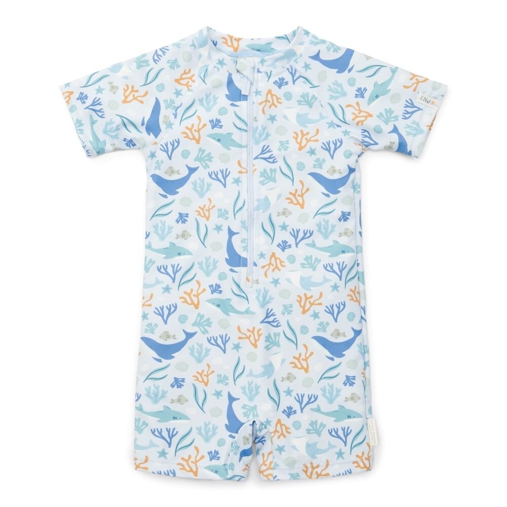 Little Dutch Swimsuit Short Sleeves Ocean Dreams - Blue