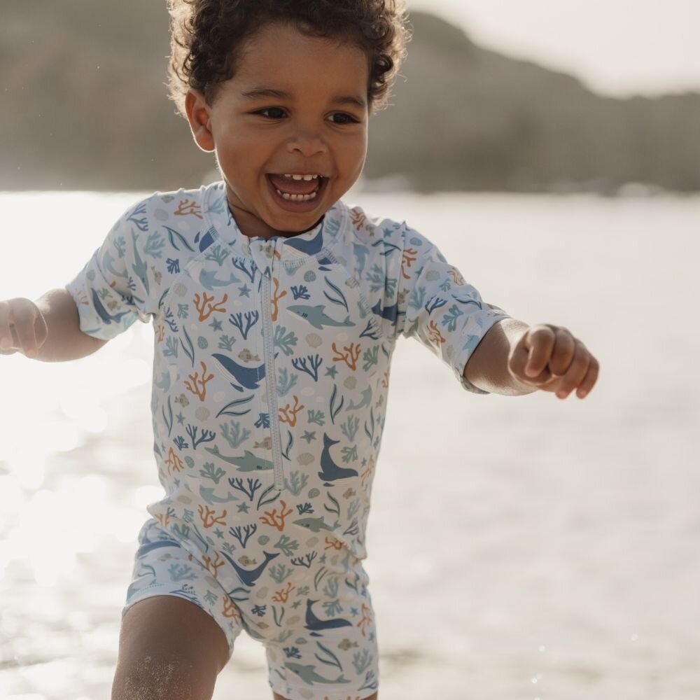 Little Dutch Swimsuit Short Sleeves Ocean Dreams - Blue
