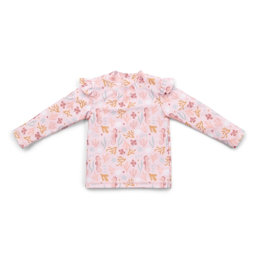 Little Dutch Ocean Dreams Ruffles Long Sleeves Swim T-Shirt - Pink