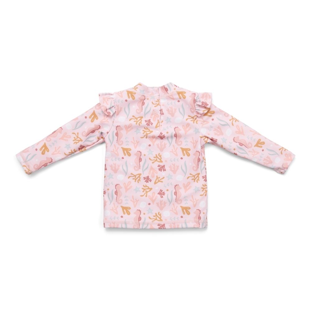 Little Dutch Ocean Dreams Ruffles Long Sleeves Swim T-Shirt - Pink
