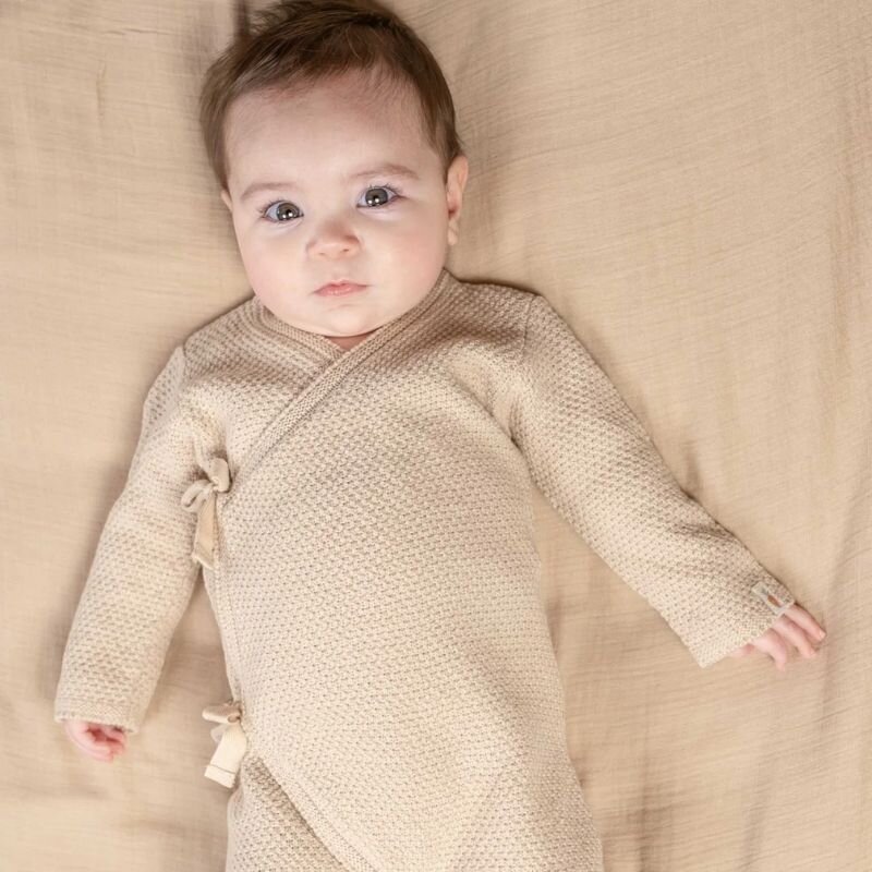 Little Dutch Soft Knit Cotton Romper - Sand