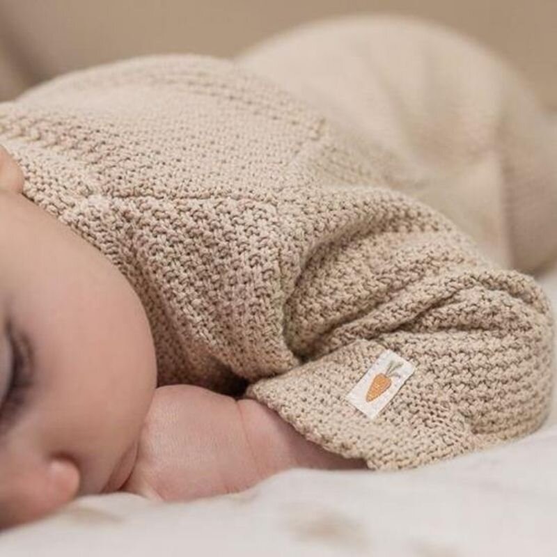 Little Dutch Soft Knit Cotton Romper - Sand