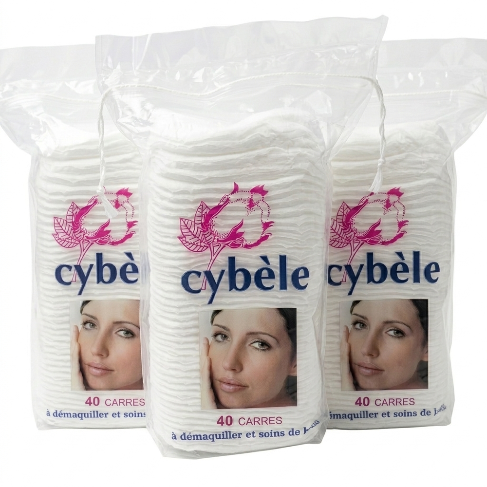Cybele - Square Cotton Pads - White - 120 Pcs - Pack of 3