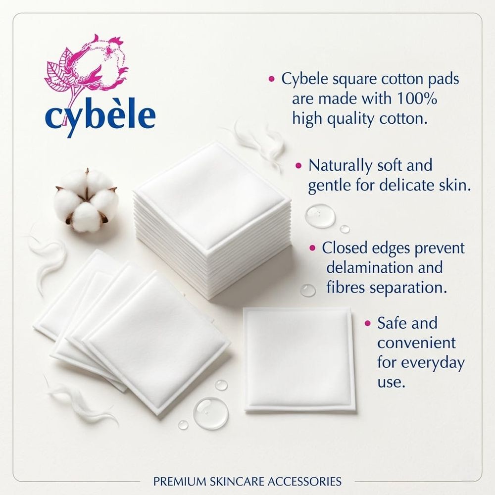 Cybele - Square Cotton Pads - White - 120 Pcs - Pack of 3