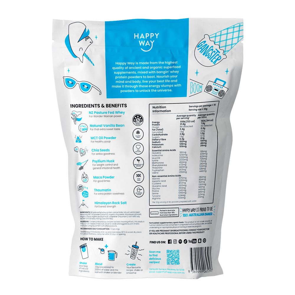 Happy Way - Whey Vanilla Protein Powder - 500g