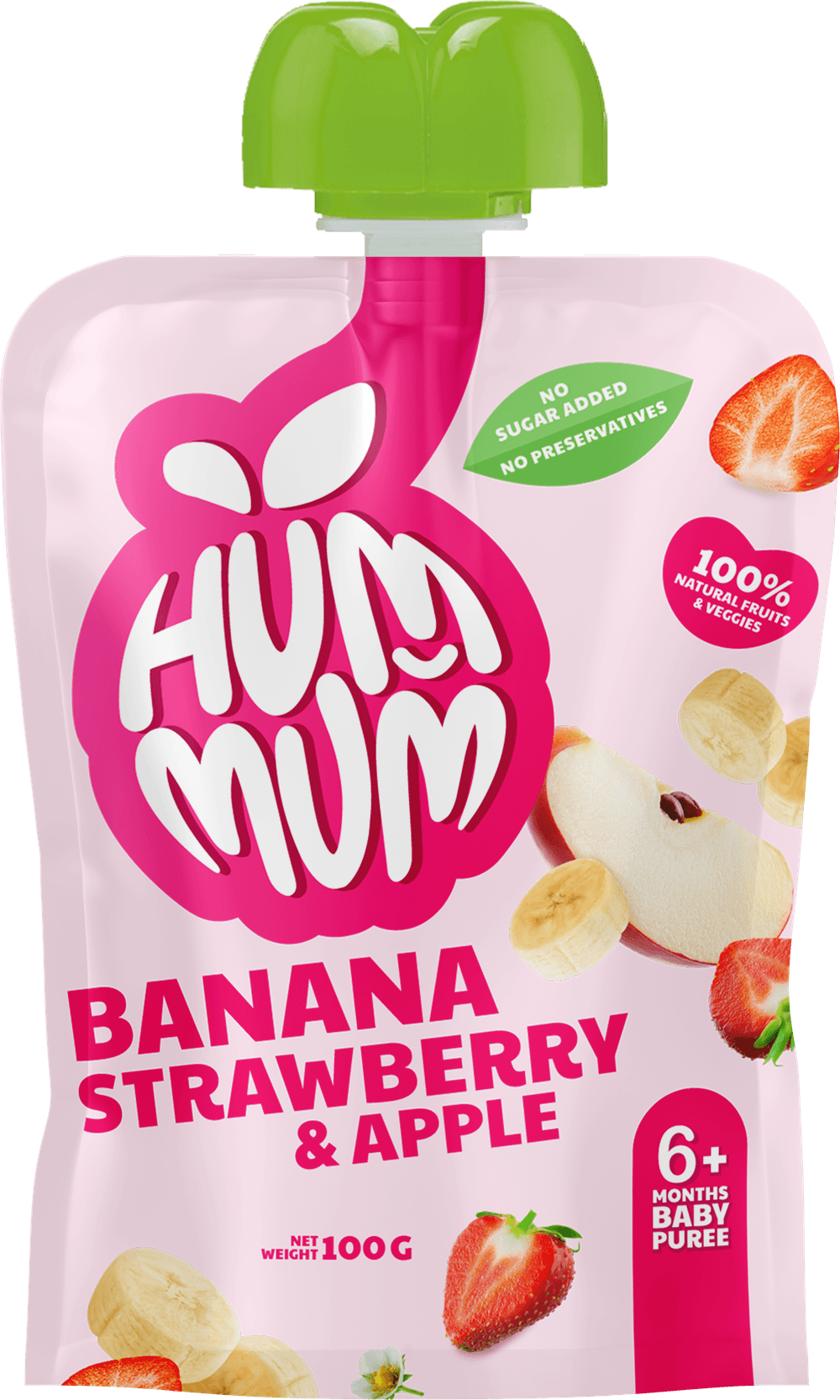Hummum - Baby Fruit Puree - Strawberry, Apple & Banana - Pack of 5 - 100 gm