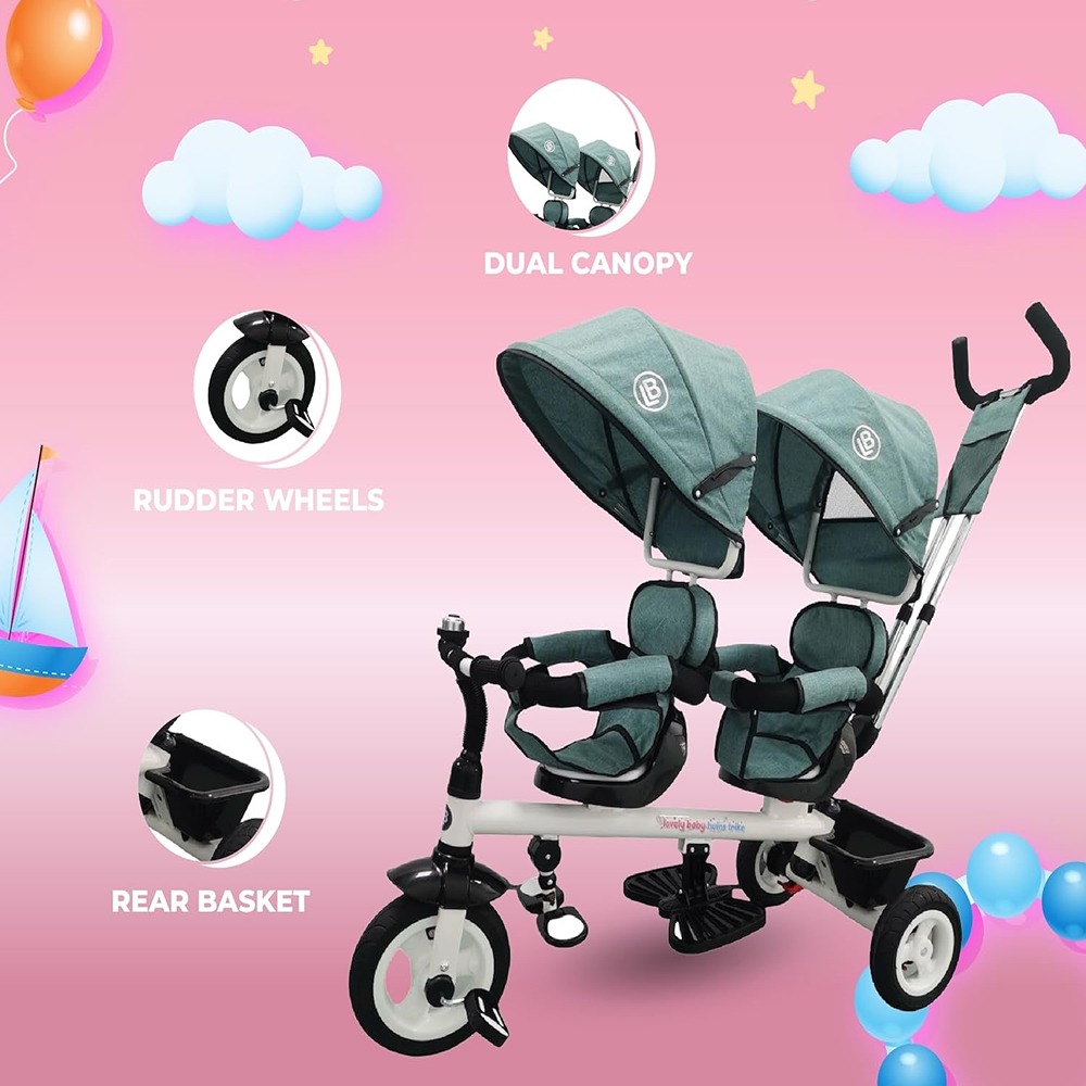 Factual Toys Kids 2-Seater Tricycle With Canopy