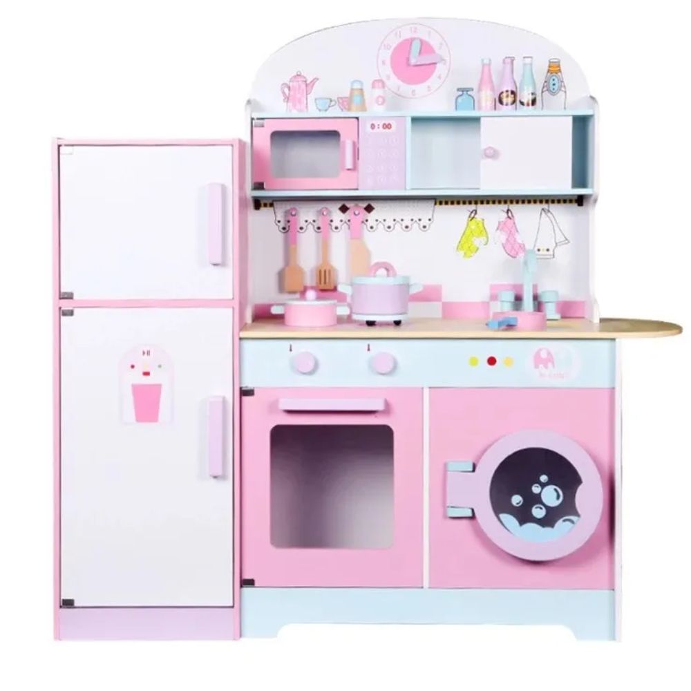 Factual Toys - Kids Wooden Refrigerator Kitchen Playset - Pink