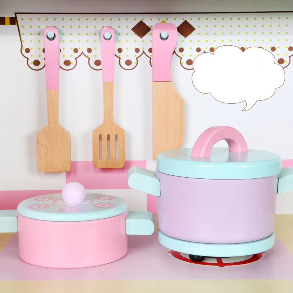 Factual Toys - Kids Wooden Refrigerator Kitchen Playset - Pink