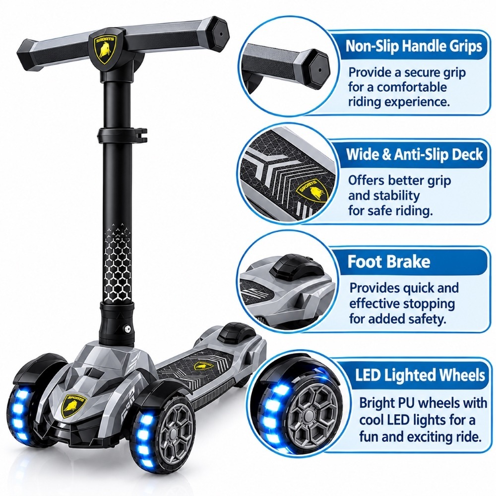 Factual Toys - Kids Foldable Kick Scooter With LED Wheels