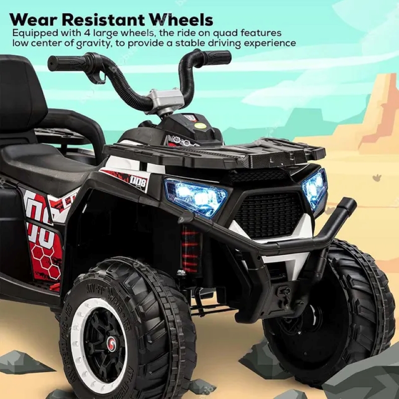Factual Toys - Kids Ride On ATV Quad Bike 12V - Black/White