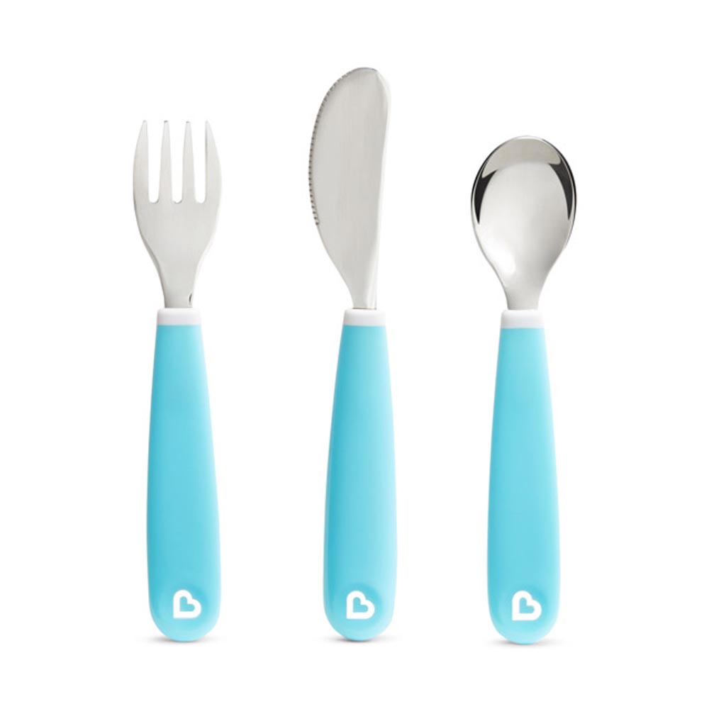 Munchkin Splash Toddler Fork, Knife & Spoon Set, Blue 18m+