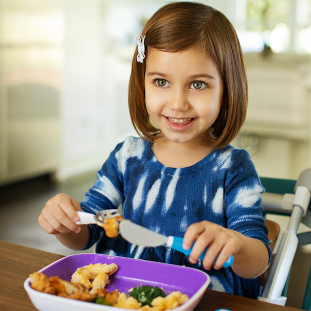 Munchkin Splash Toddler Fork, Knife & Spoon Set, Blue 18m+