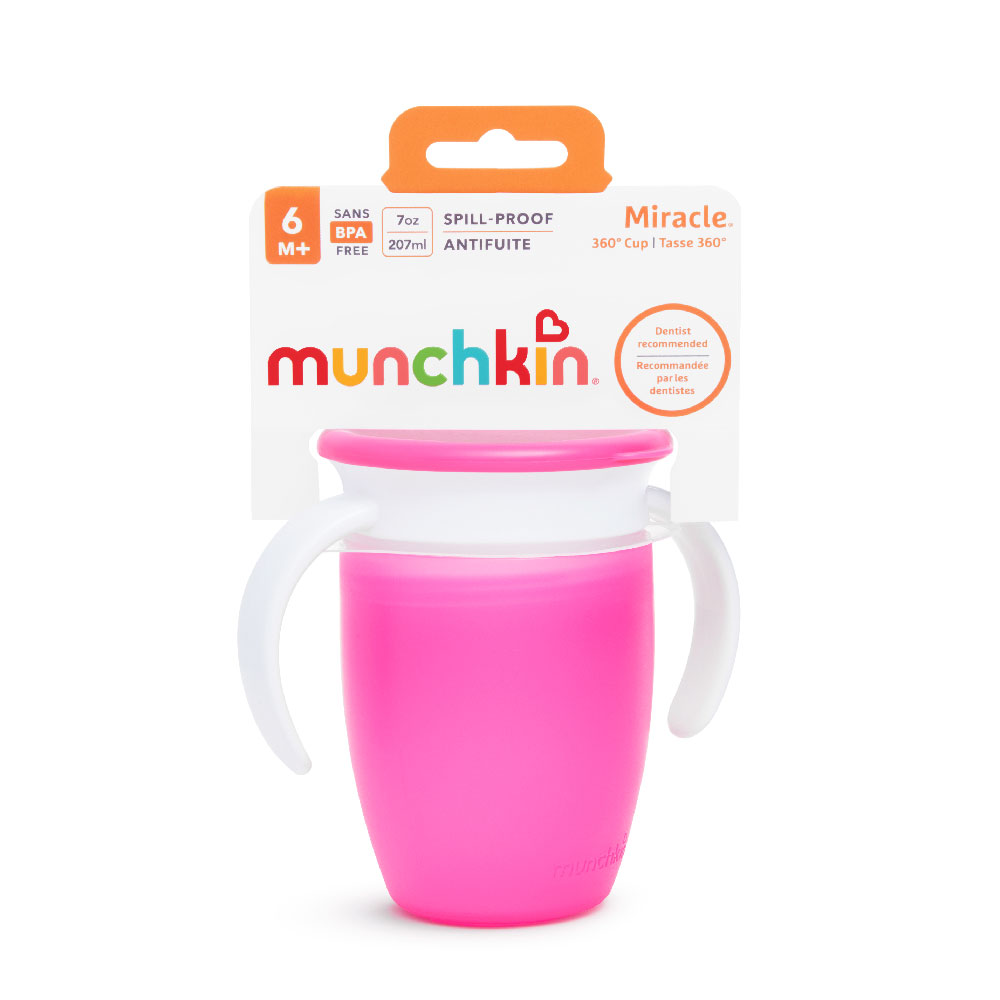 Munchkin - Miracle 360 Degree Baby Trainer Cup with Lid 6m + Pink - 207ml