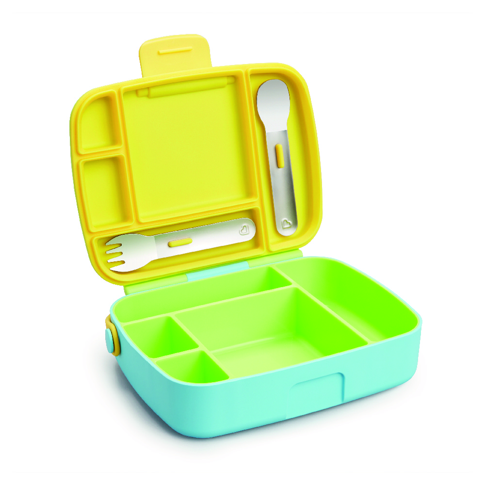 Munchkin - Lunch Bento Box with Stainless Steel Utensils 18m+ - Green