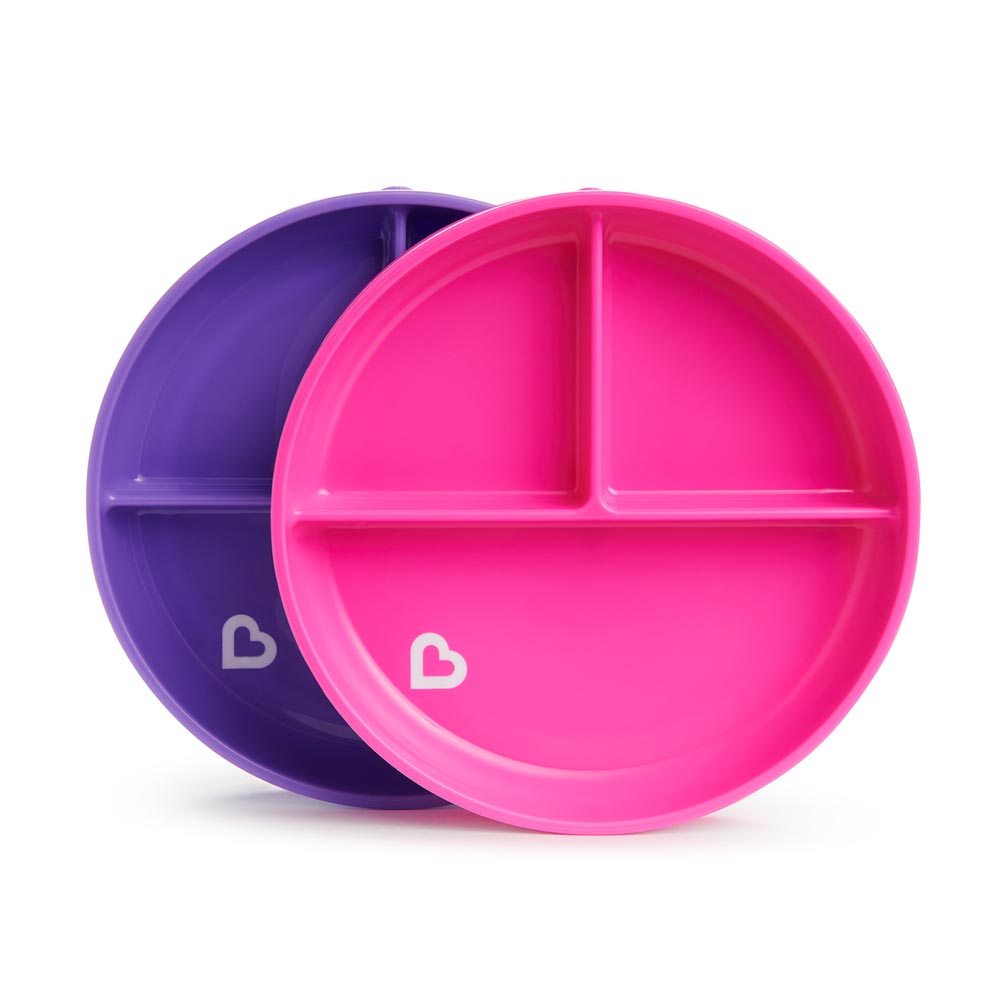 Munchkin Stay Put Divided Plates - Pack of 2 - Pink & Purple
