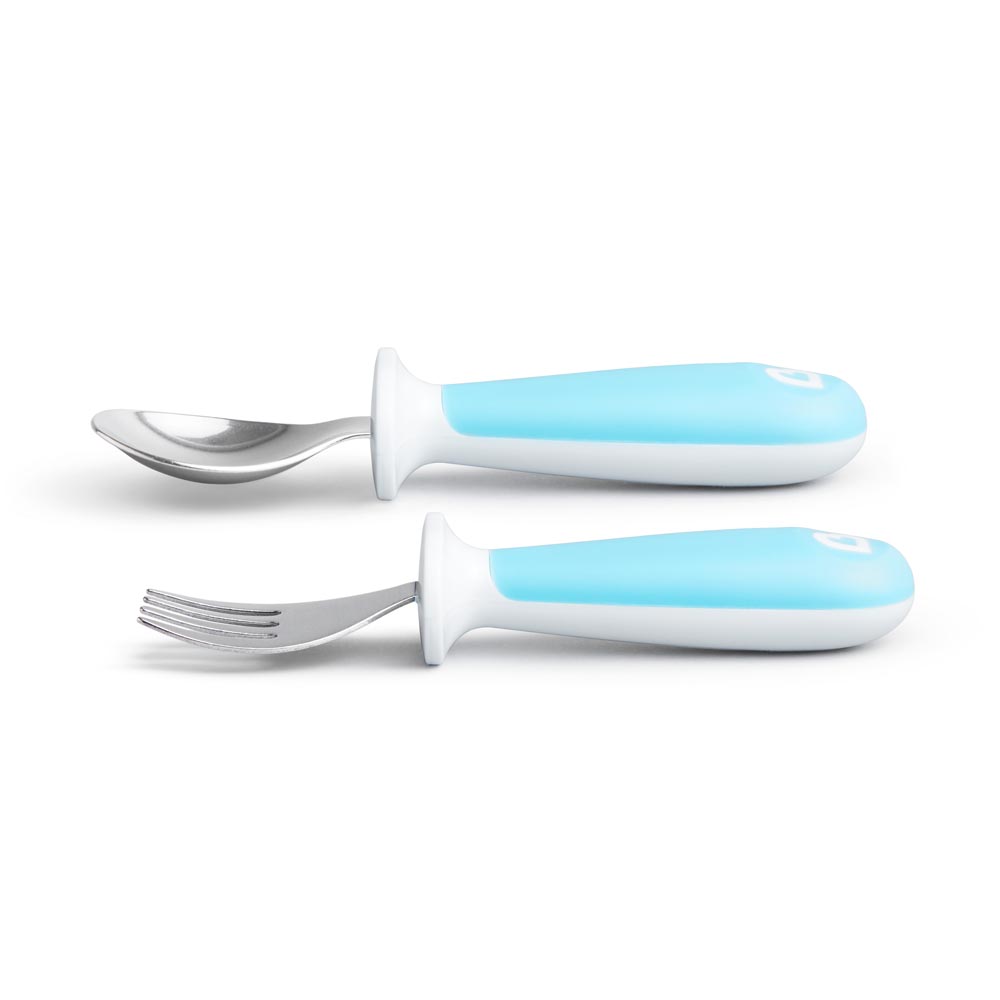 Munchkin Raise Toddler Fork & Spoon Set 12m+ - Blue - Pack of 2