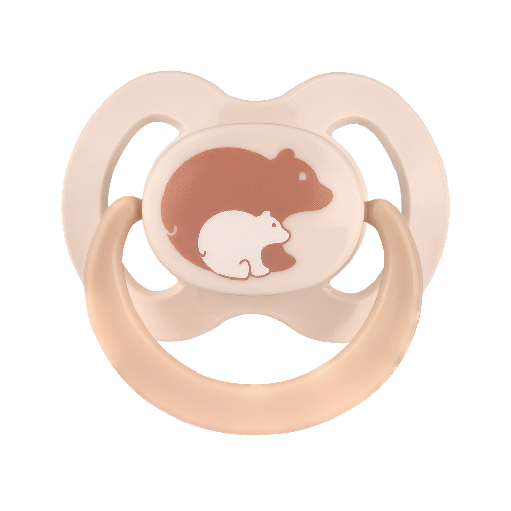 Babynova - Silicone Soother With Ring - Beige - 2 Pc Set